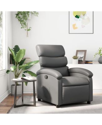 Recliner Chair Gray Faux Leather
