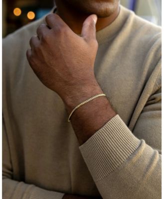 Men's 3mm Curb Chain Bracelet in 14k Gold-Plated Sterling Silver 8"