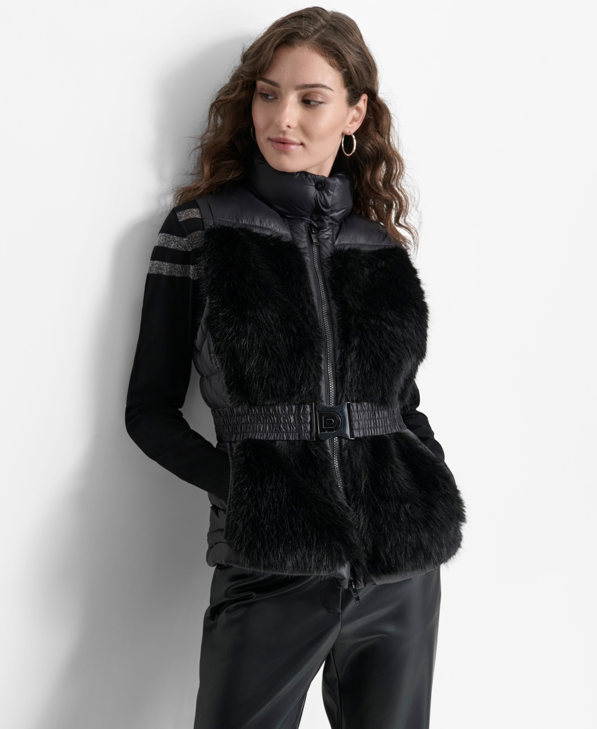 Dkny Women's Faux-Fur-Trim Sleeveless Vest
