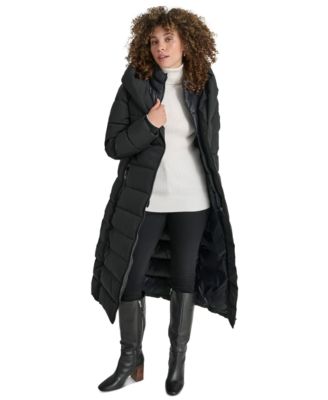 Women's Bibbed Shawl Collar Hooded Puffer Coat