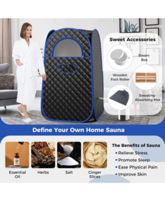 Full-Body Personal Sauna Tent with 1000W 3L Steam Generator-Black