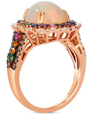 Multi-Gemstone (3-1/3 ct. t.w.) & Diamond (5/8 ct. t.w.) Halo Statement Ring in 14k Rose Gold