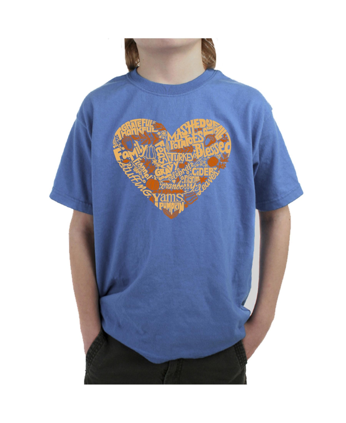 La Pop Art Boys Thanksgiving Heart Word Art T-Shirt