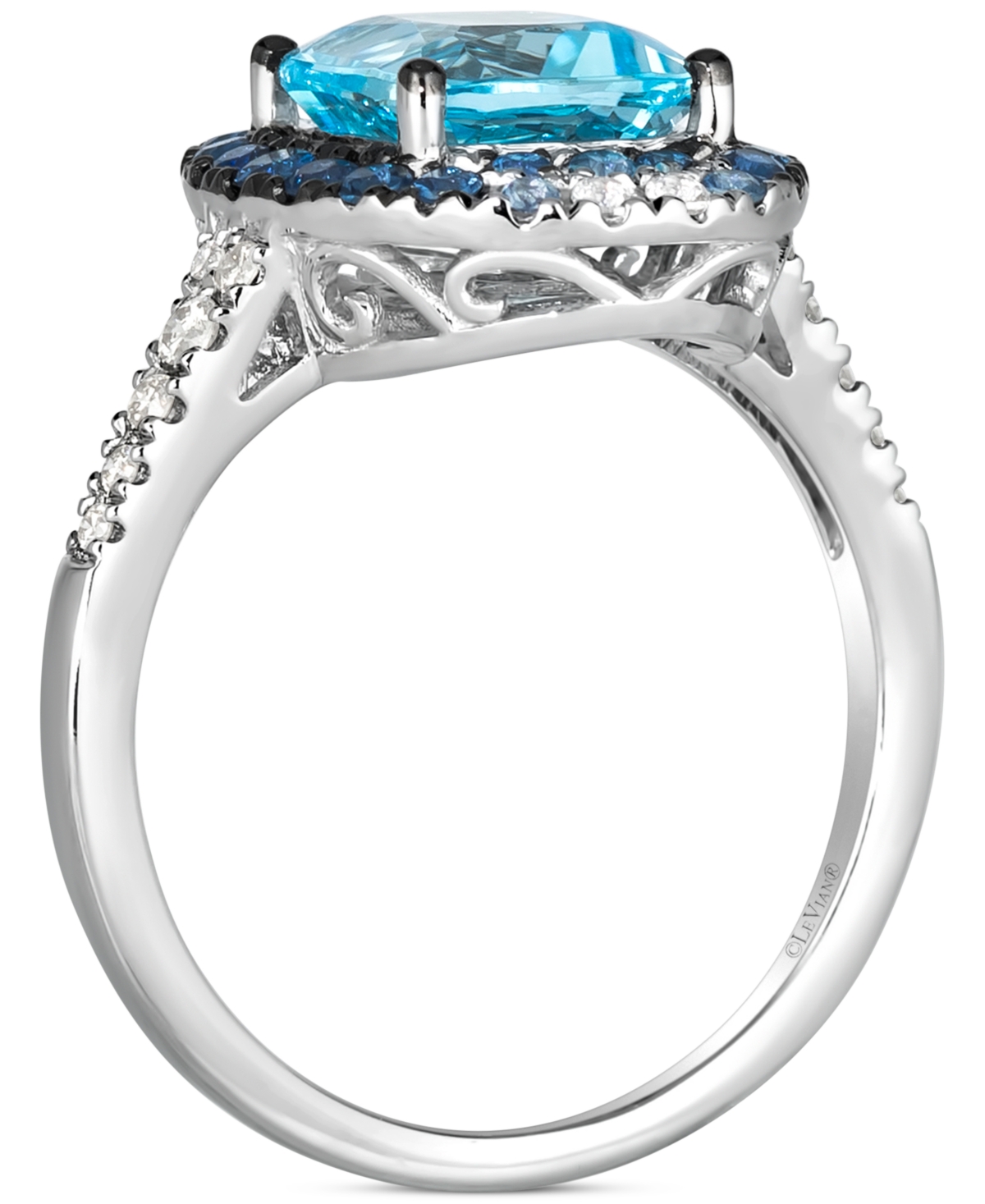 Le Vian Multi-gemstone (3 Ct. T.w.) & Nude Diamond (1/6 Ct. T.w.) Halo Ring In 14k White Gold In White Gold