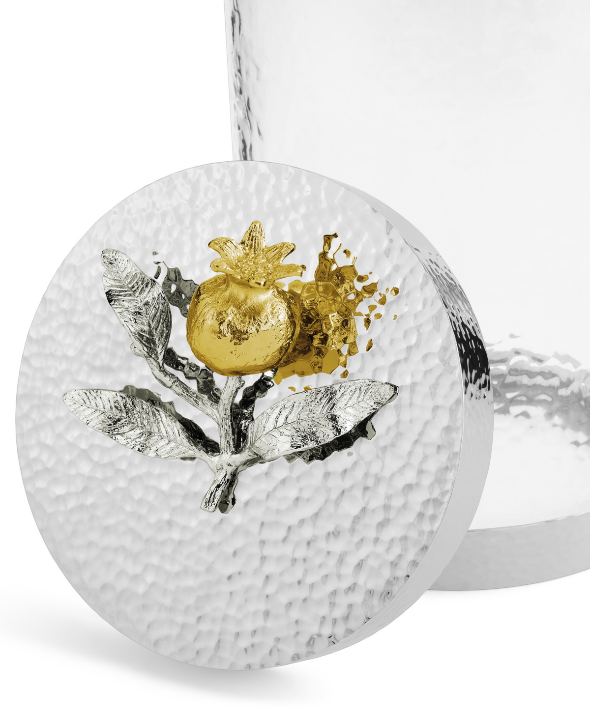 Michael Aram Pomegranate Silver And Gold Medium Canister, 5.31" X 5.31" In No Color