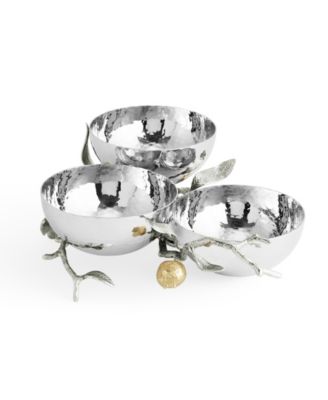 Pomegranate Silver and Gold Triple Bowl