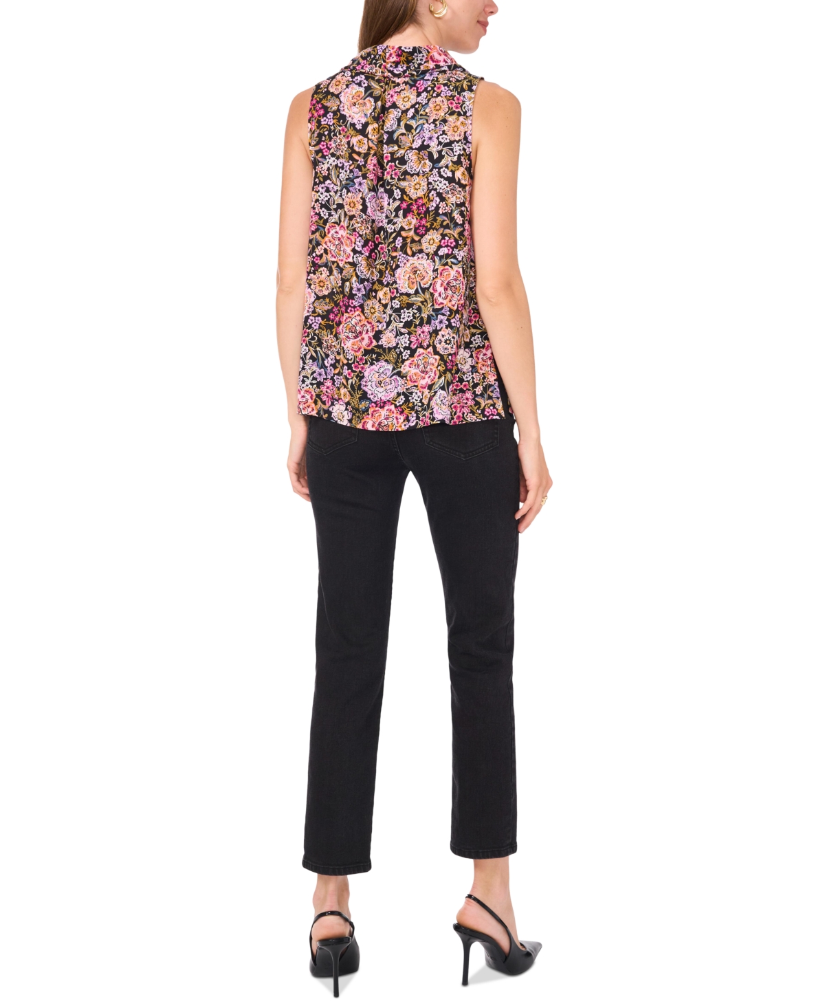 Vince Camuto Women's Floral-Print Cowl-Neck Sleeveless Top