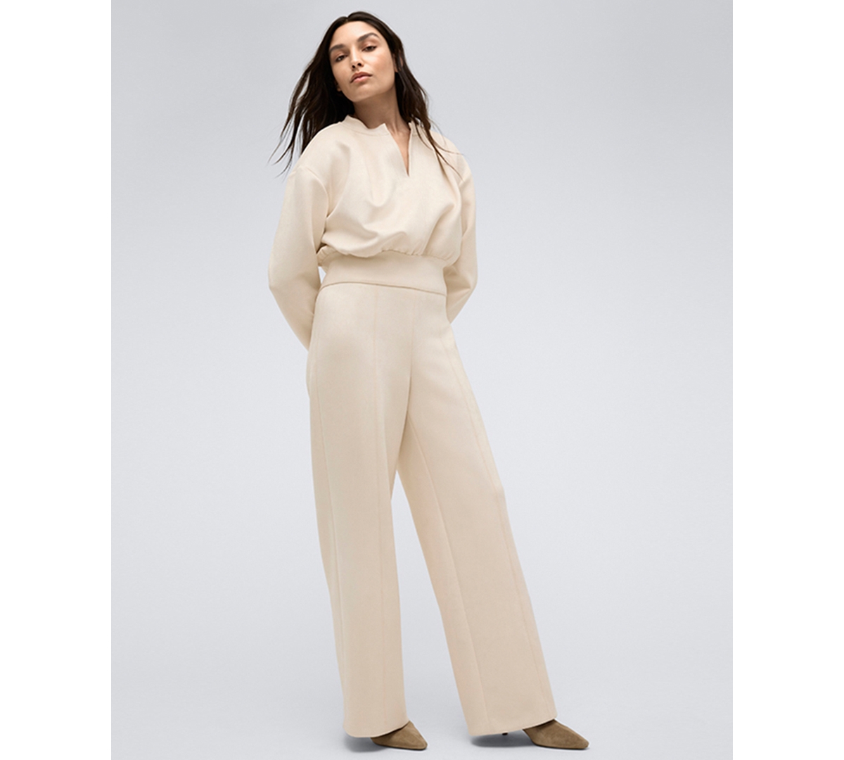 Kenneth Cole Women's High-Rise Pull-On Hollywood Waist Wide-Leg Pants
