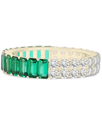 Lab-Grown Emerald (1-1/2 ct. t.w.) & Lab-Grown White Sapphire (1-1/2 ct. t.w.) Statement Ring in Gold Vermeil, Created for Macy's