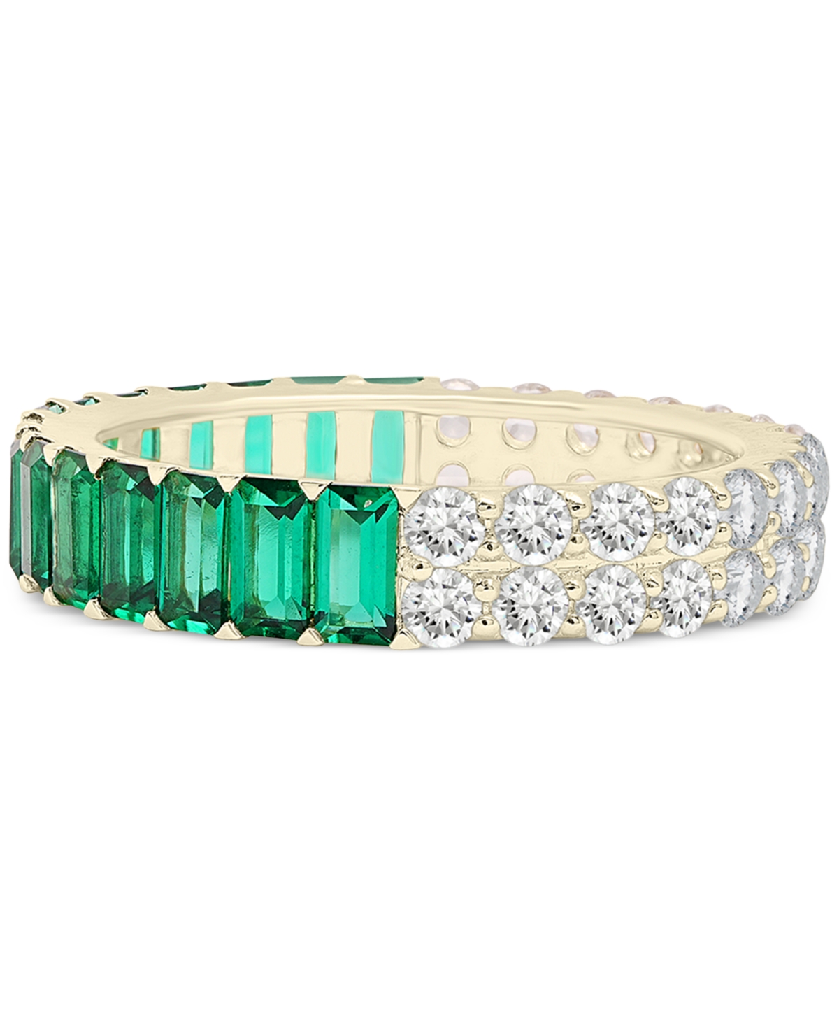 Audrey By Aurate Lab-grown Emerald (1-1/2 Ct. T.w.) & Lab-grown White Sapphire (1-1/2 Ct. T.w.) Statement Ring In Gol In Gold Vermeil