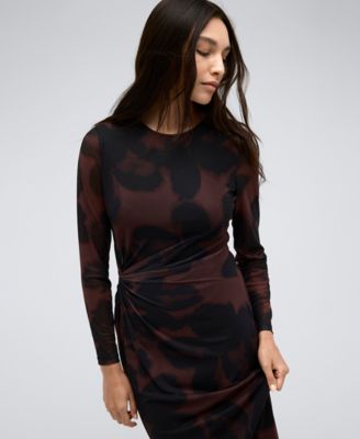 Kenneth Cole Women's Knot-Front Long-Sleeve Maxi Dress - Macy's