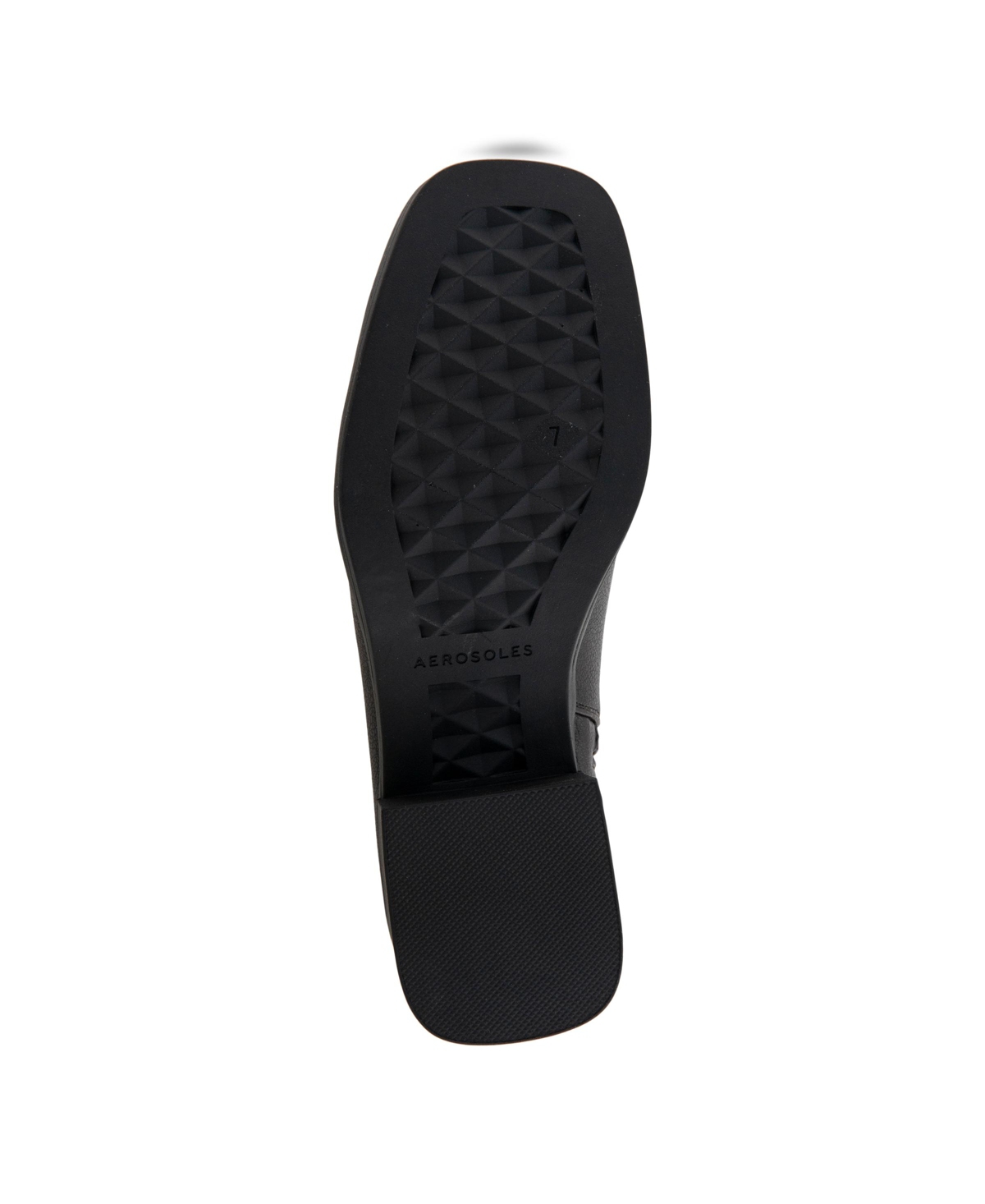Shop Aerosoles Women's Dazzy Block Heel Booties In Black Pebbled Stretch Faux Leather - Pol