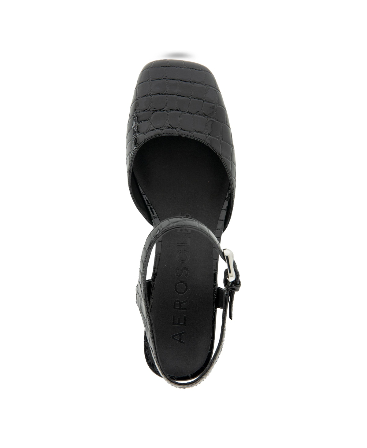 Shop Aerosoles Women's Soir Ankle Strap Pumps In Black Crocodile Faux Leather-polyurethan