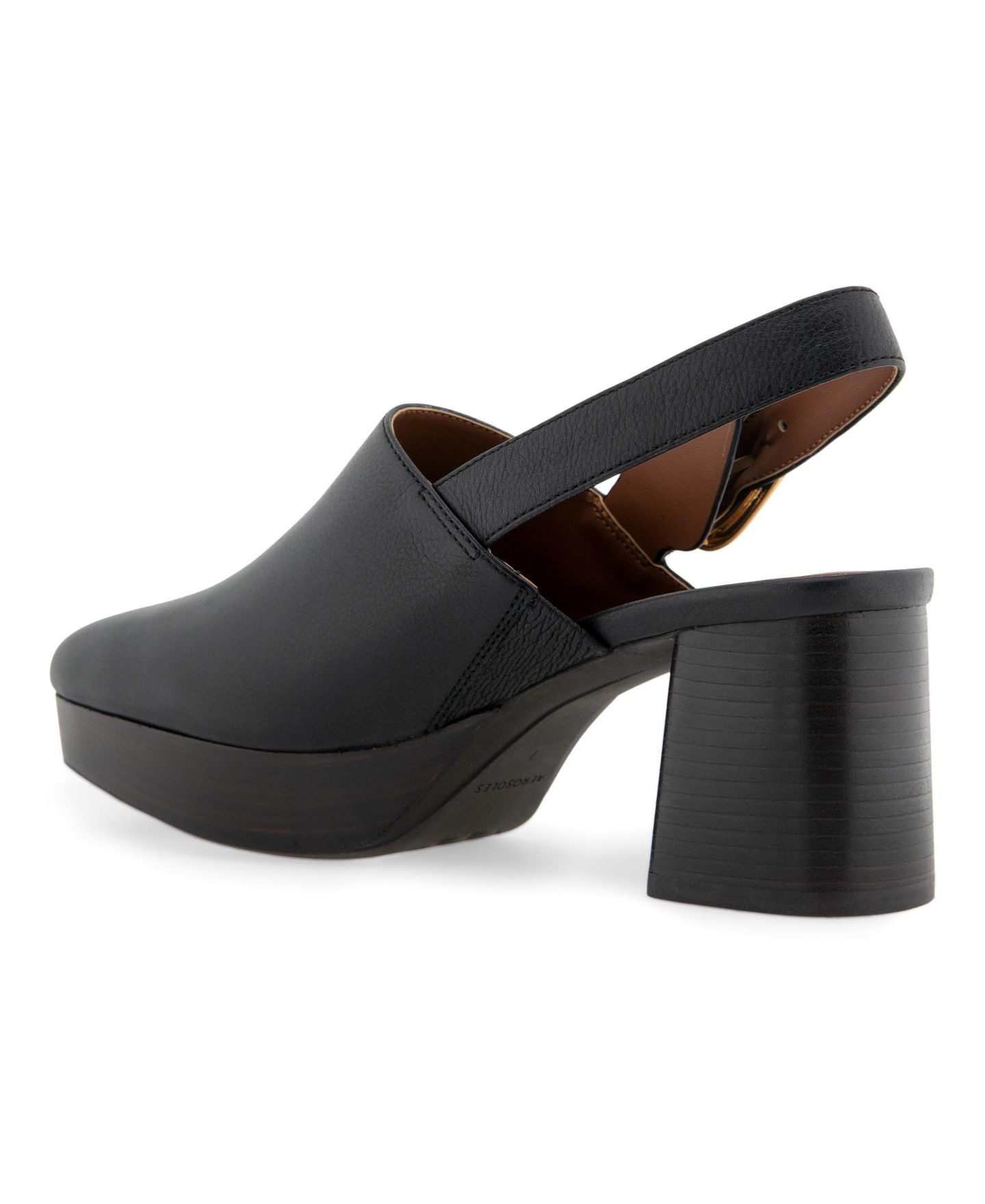 Женские сабо Aerosoles Sumari Ankle Strap, цвет: Чёрный гладкий кожаный — фото 6