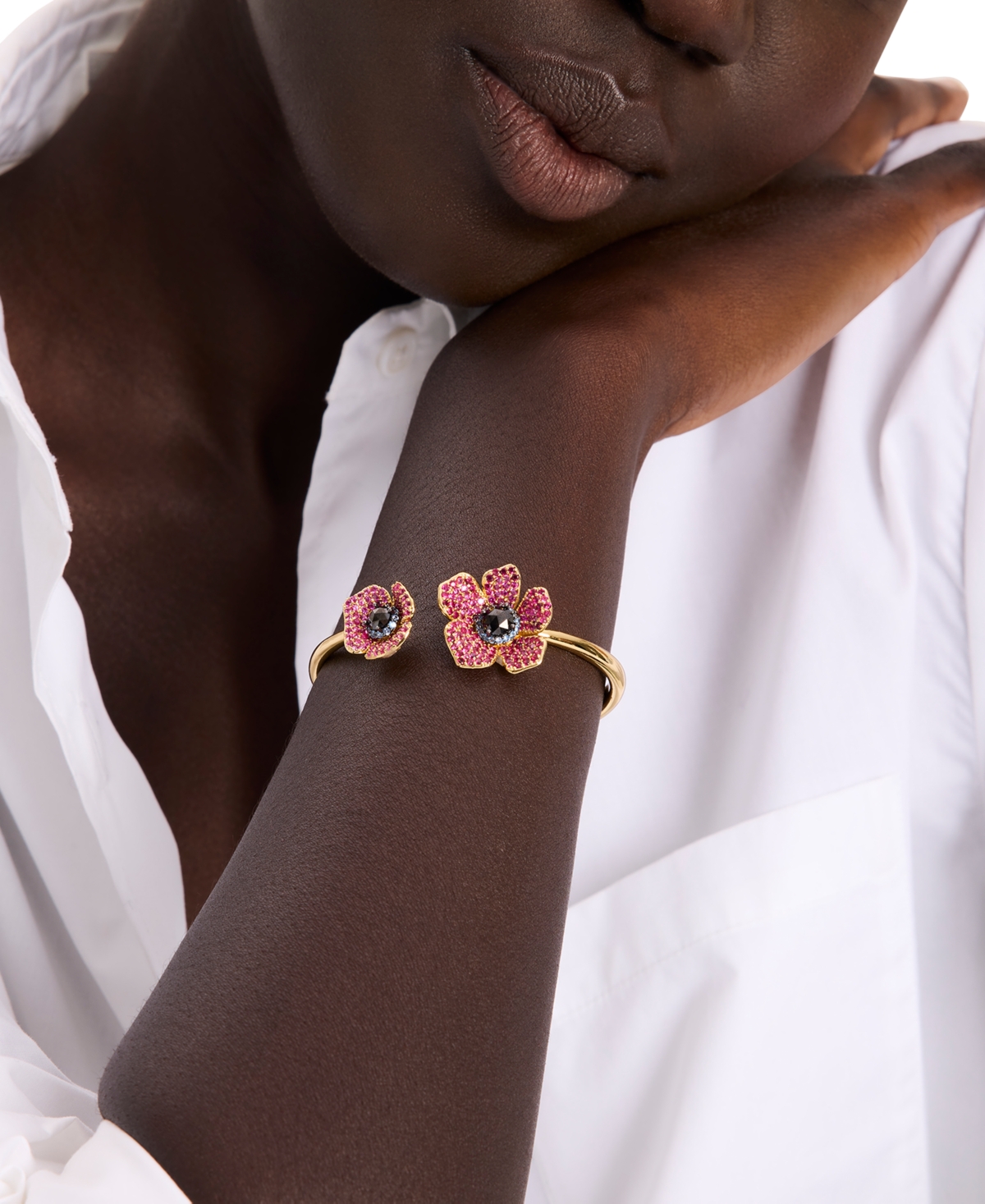 Kate Spade New York Gold-Tone Color Cubic Zirconia Poppy Cuff Bracelet