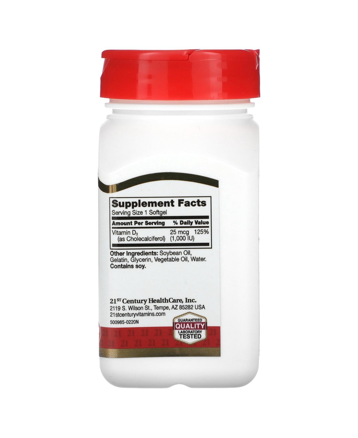 21st Century Vitamin D3 25 mcg (1 000 Iu) - Rapid Release Softgels