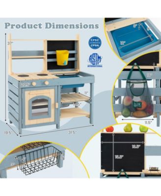 2-In-1 Outdoor Mud Kitchen with Faucet and Extra Chalkboard