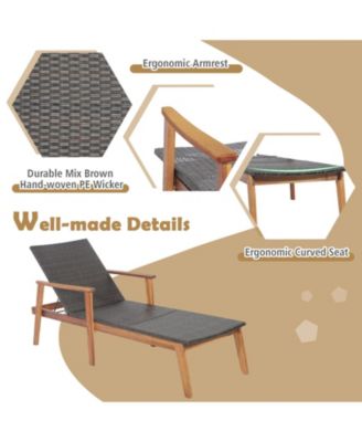 SUGIFT Patio Rattan Lounge Chair with 4-Position Adjustable Backrest