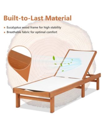 SUGIFT Outdoor Wood Chaise Lounge Chair with 5-Postion Adjustable Back