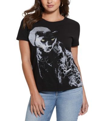 GUESS - Women's Panther Moon Studded Easy T-Shirt