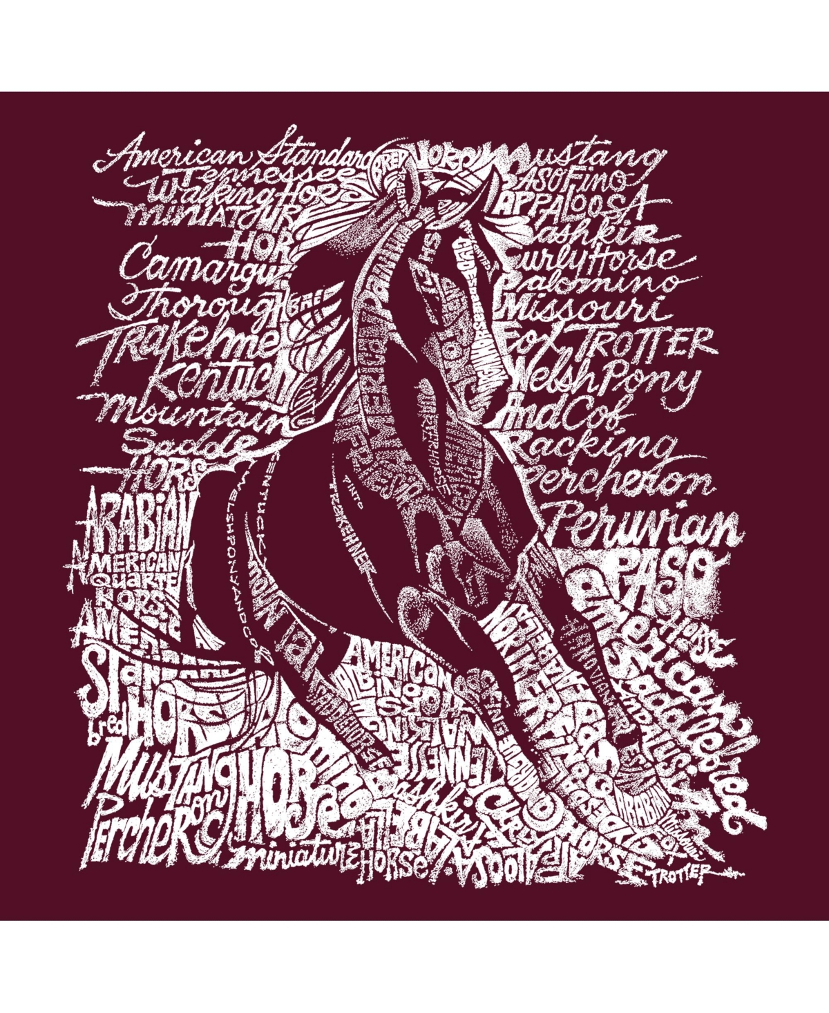 La Pop Art Girls Popular Horse Breeds Word Art Crewneck Sweatshirt