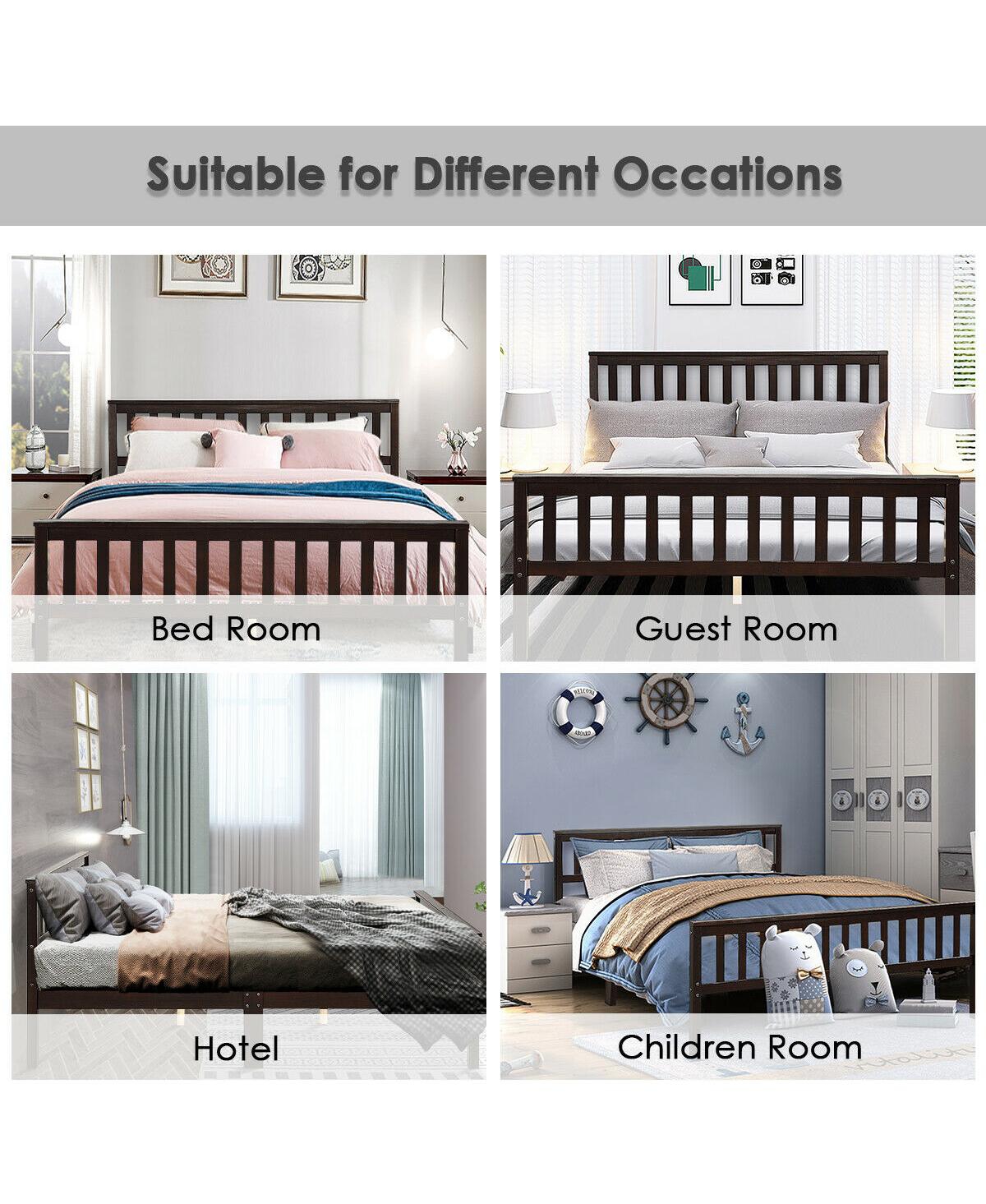 Sugift Wood Bed Frame Support Platform with Headboard and Footboard