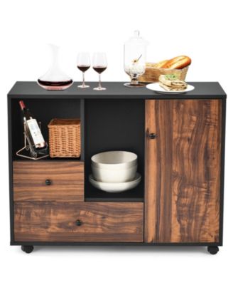 Mobile Filing Cabinet 2 Drawers with Open Shelves