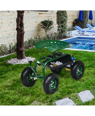 4-Wheel Rolling Garden Cart Work Seat