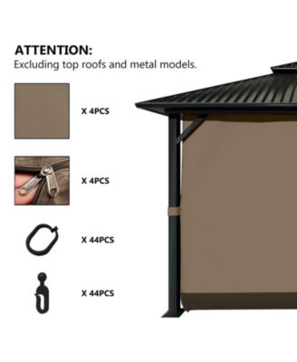 Gazebo Curtain Replacement-Universal 4-Panel Sidewalls 10'x13',Patio Privacy Curtains with Double Zipper,UV Resistant,Perfect for Outdoor Canopy,Garden,Backyard (Curtain Only) Brown and Coffee