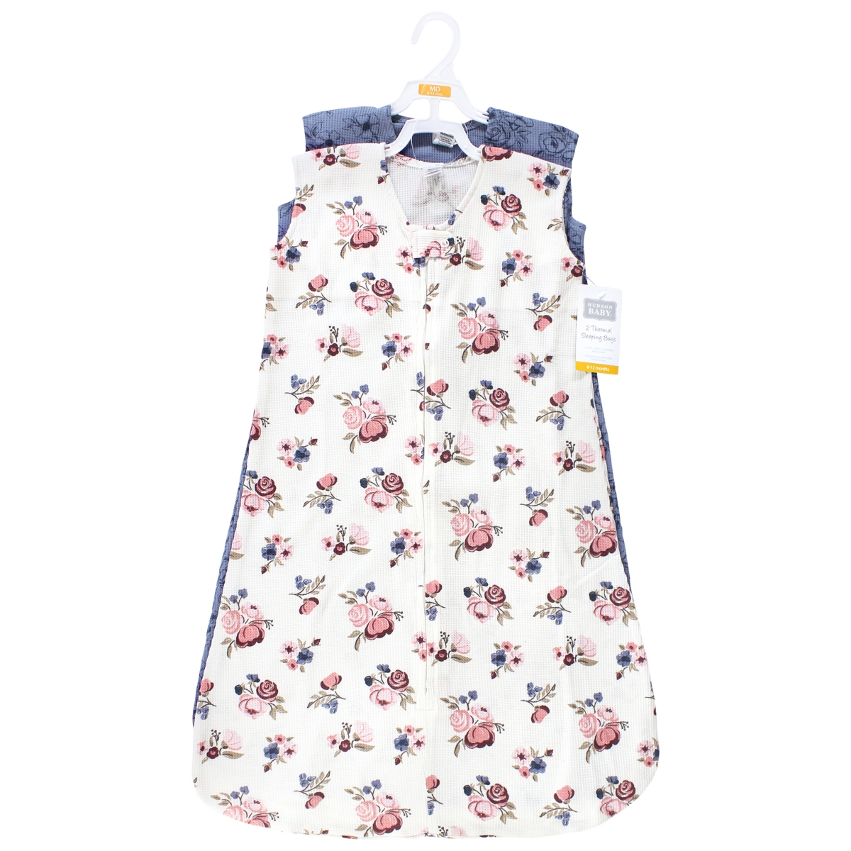 Hudson Baby Baby Girls Thermal Sleeveless Sleeping Bag 2pk,- Dusty rose floral