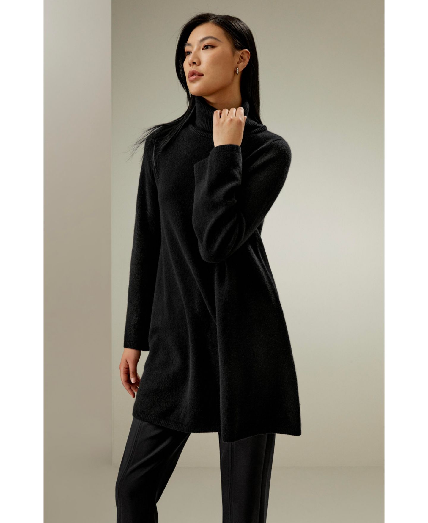 Женский свитер LILYSILK Detachable Turtleneck Pullover Cashmere, цвет: Чёрный — фото 3