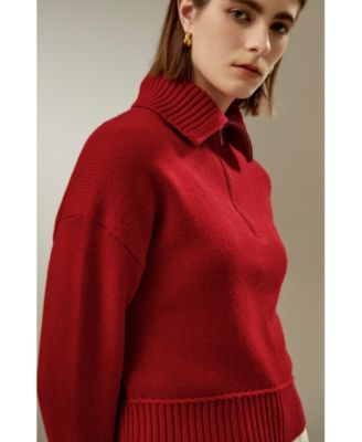 Women's Relaxed Fit Wool-Cashmere Blend Sweater