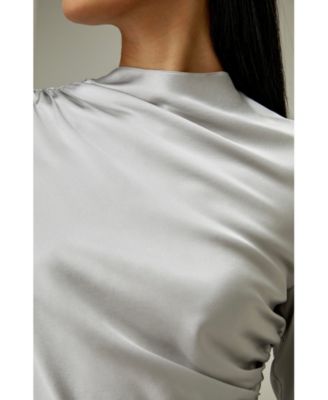 Oblique Wave Silk Blouse for Women