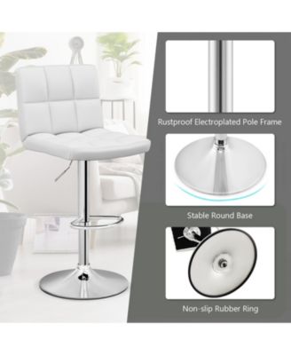 Armless PU Leather Bar Stool with Adjustable Height and Swivel Seat