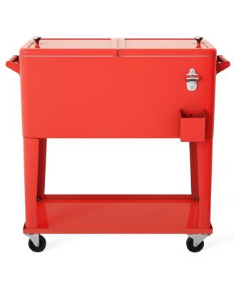 80 Quart Outdoor Patio Rolling Steel Construction Cooler