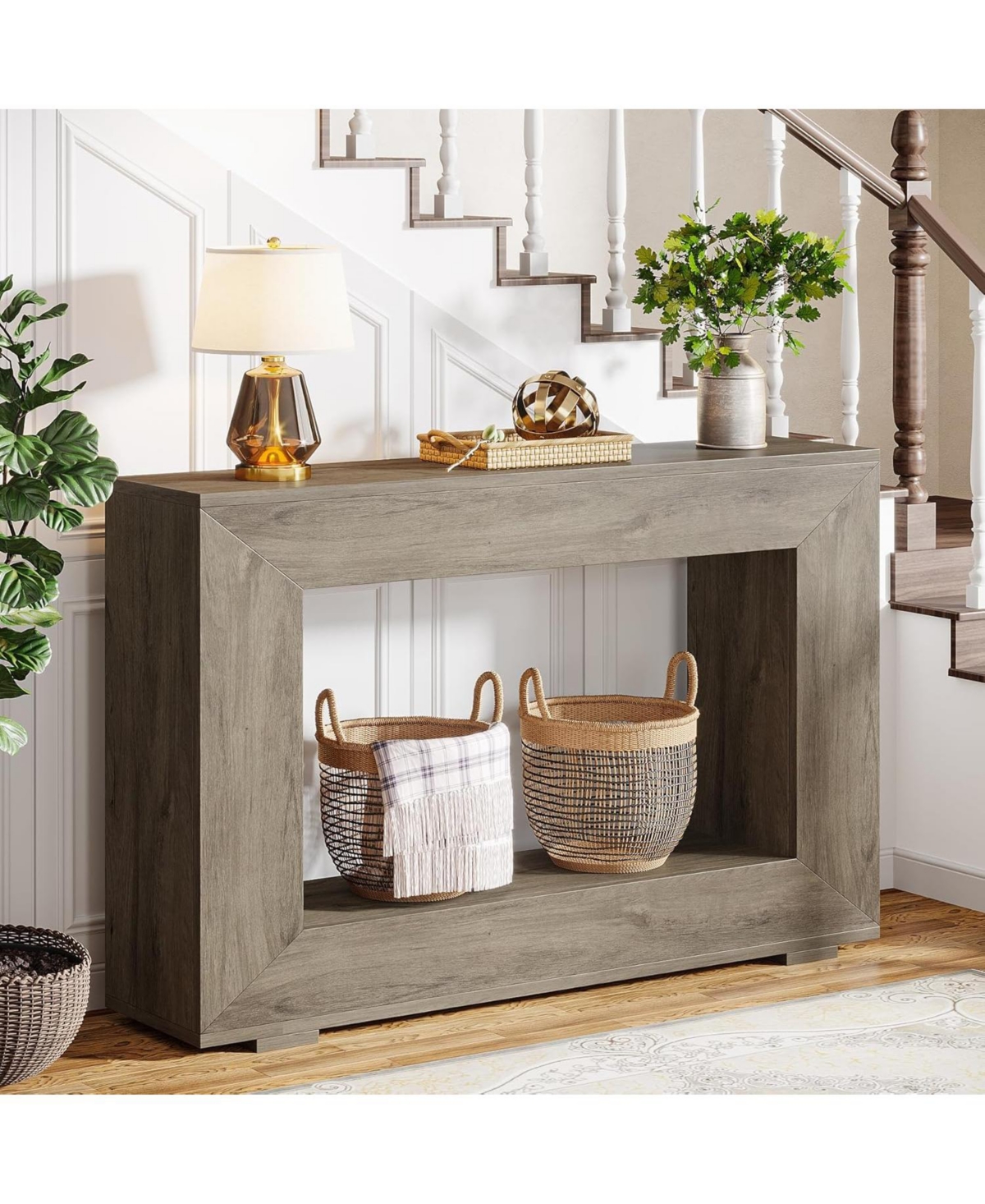Tribesigns Farmhouse Console Table, Inches Entryway Console Table with Storage, Industrial Hallway Accent Table for Living Room, Entrance