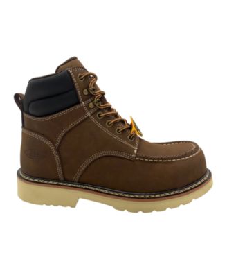 Men's 6" Brown Leather Defined Heel Cap Toe Work Boot