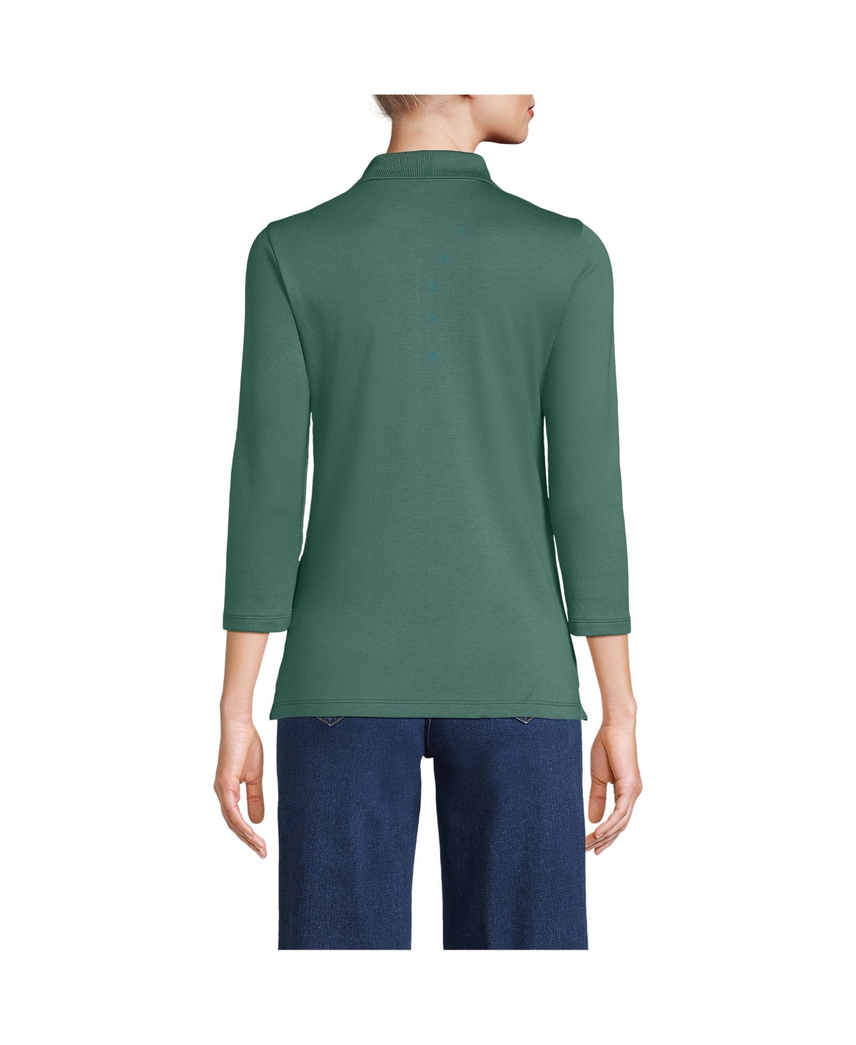 Lands' End Petite 3/4 Sleeve Supima Cotton Polo Shirt
