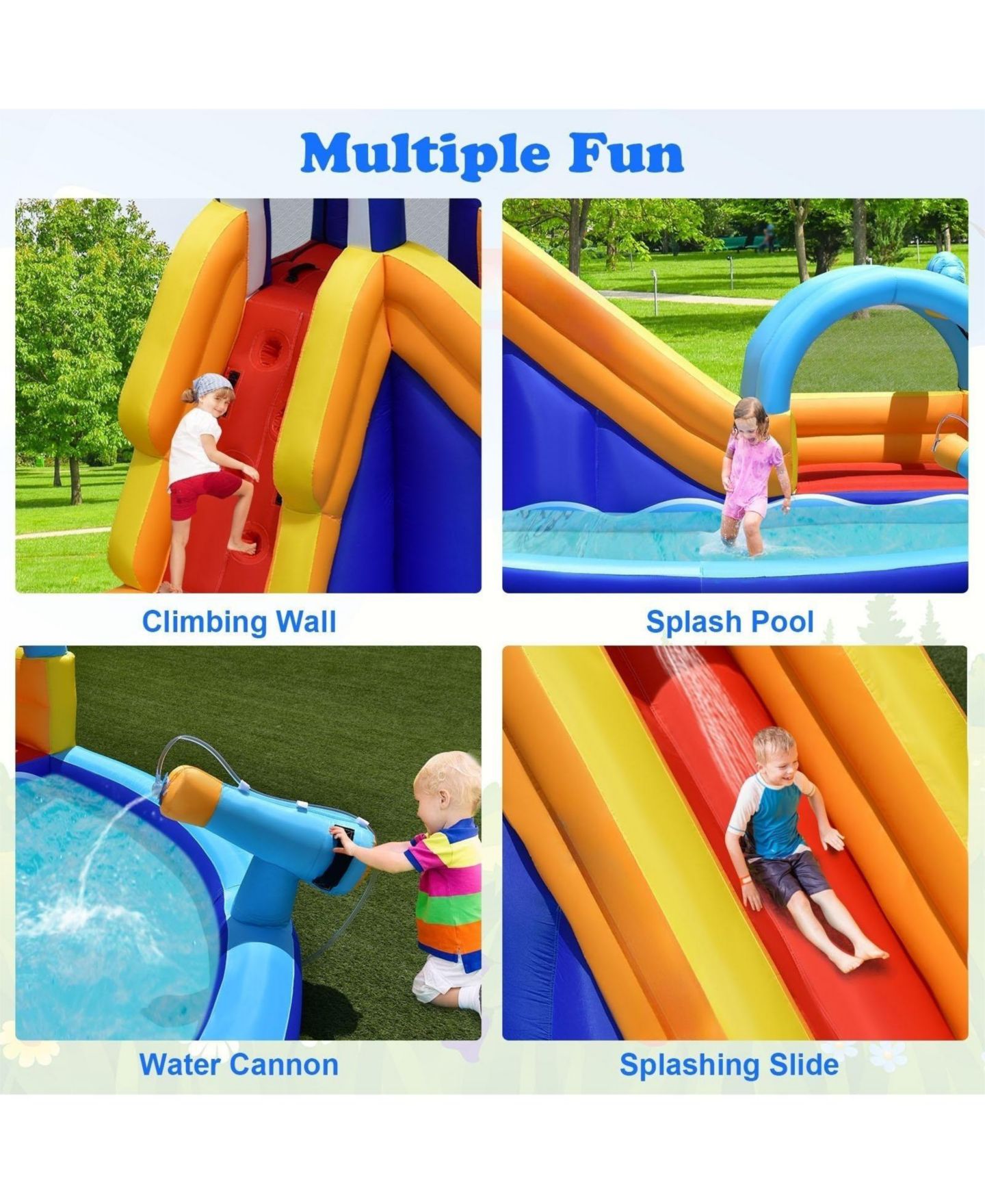 Детская игрушка INOLAIT Shark-Themed Inflatable Bounce House with Splash Pool, 14'L x 10'W x 8.5'H, for Up to 4 Kids, Ages 3-10 — фото 3