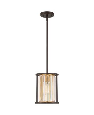 Milne Bronze Brown Gold Mini Pendant Lighting 8" Wide Modern Clear Crystal Rods Fixture for Dining Room House Bedroom Kitchen Island Hallway High Ceilings