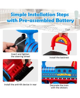 6V Electric Kids Ride On Train Motorized Train Toy w/ Track & 6 Wheels Navy