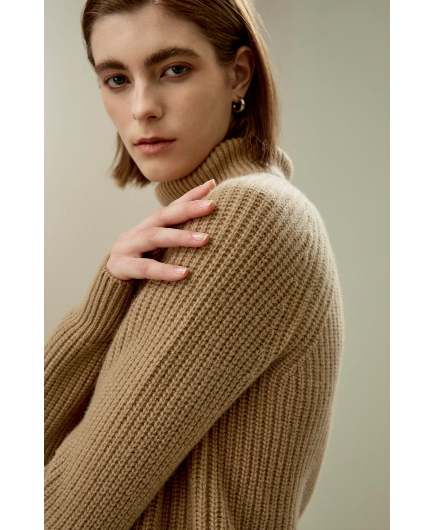 Женский свитер LILYSILK Textured Turtleneck Cashmere, цвет: Карамельный — фото 3
