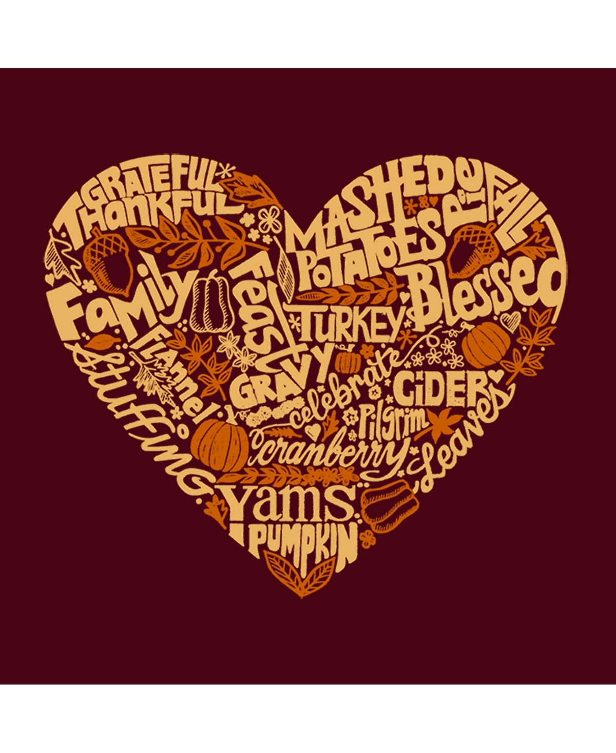 La Pop Art Girls Thanksgiving Heart Word Art Crewneck Sweatshirt