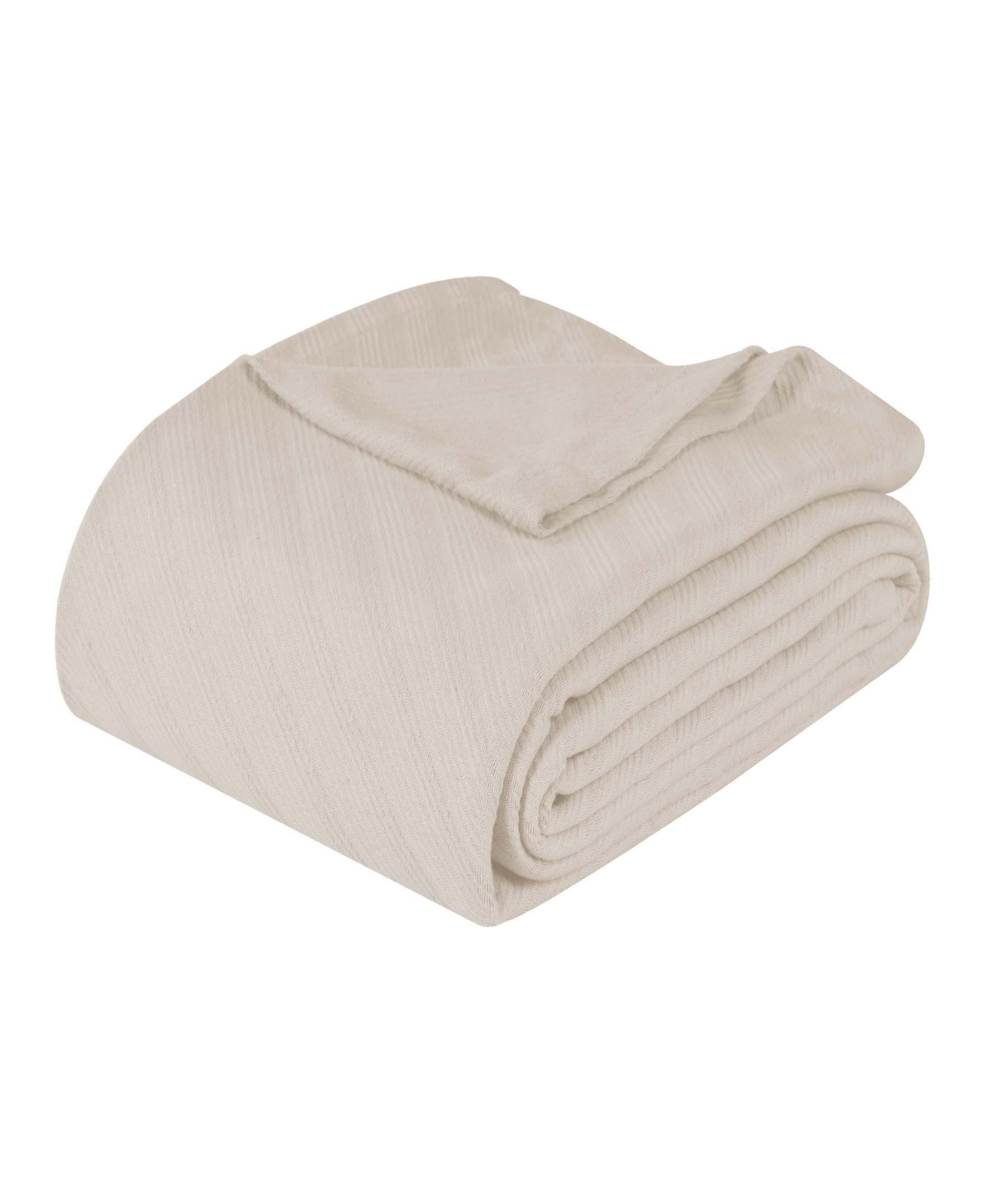 Superior Milan Cotton Jacquard Dobby Weave Textured Striped Lightweight Woven Blanket, Twin In Ivory