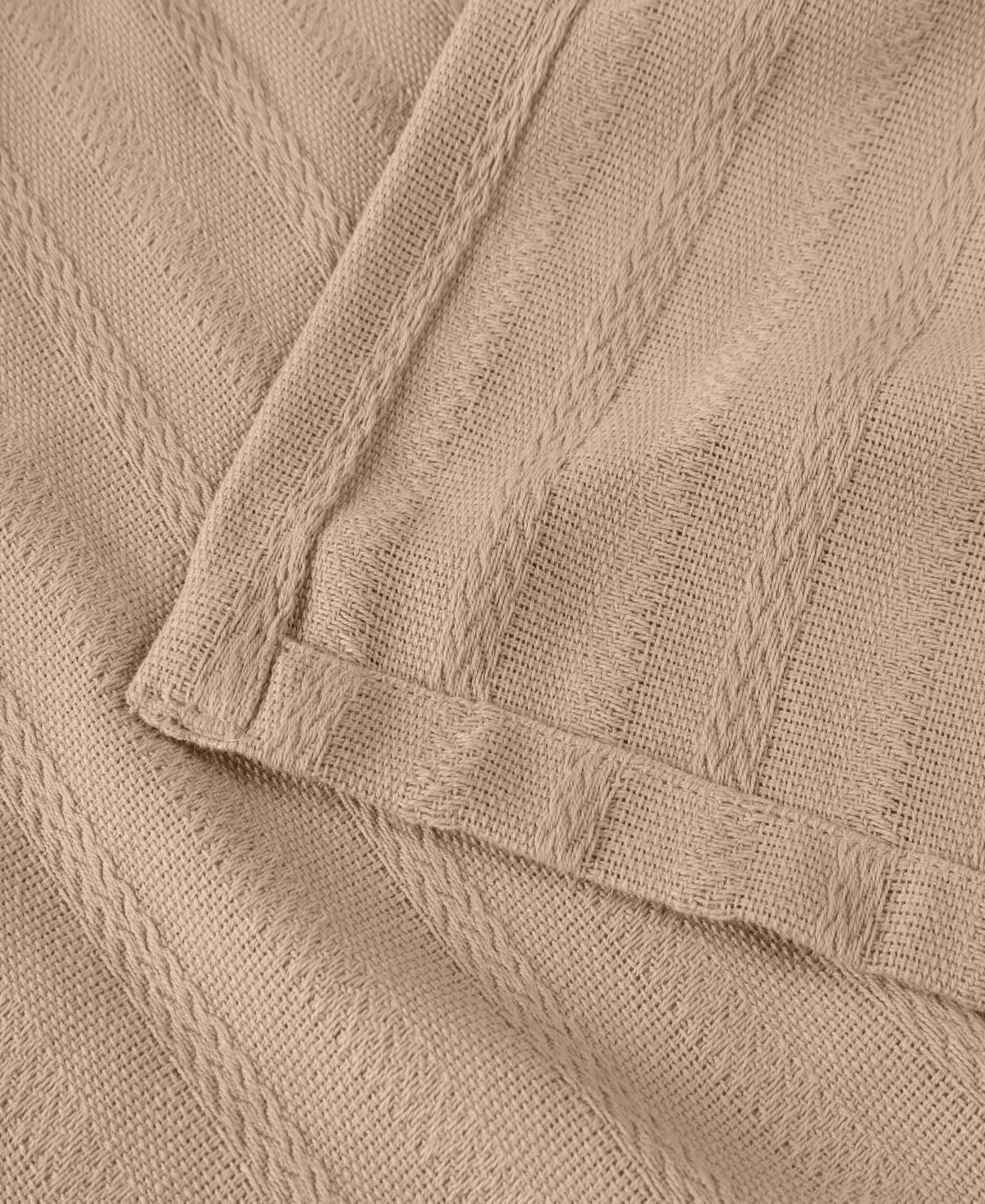 Superior Clara Cotton Textured Striped Lightweight Woven Blanket, Full/queen In Khaki