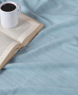 Clara Cotton Textured Striped Lightweight Woven Blanket, Twin