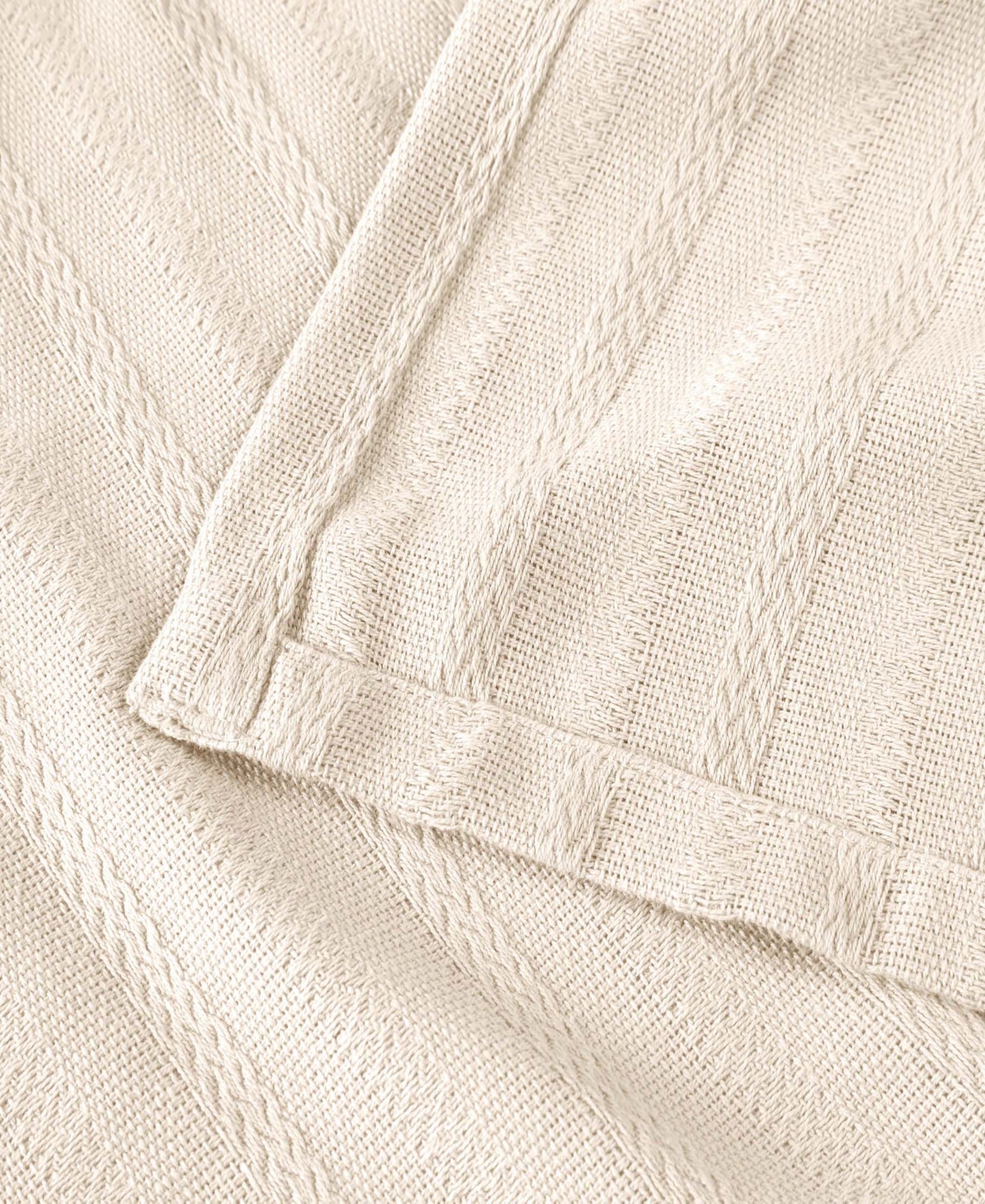 Superior Clara Cotton Textured Striped Lightweight Woven Blanket, Twin In Ivory