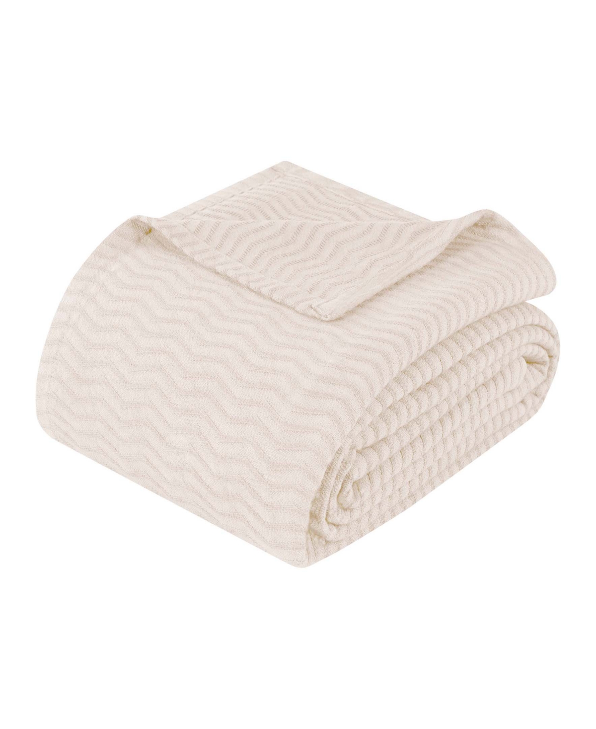 Superior Jena Cotton Textured Chevron Lightweight Woven Blanket, Full/queen In Ivory