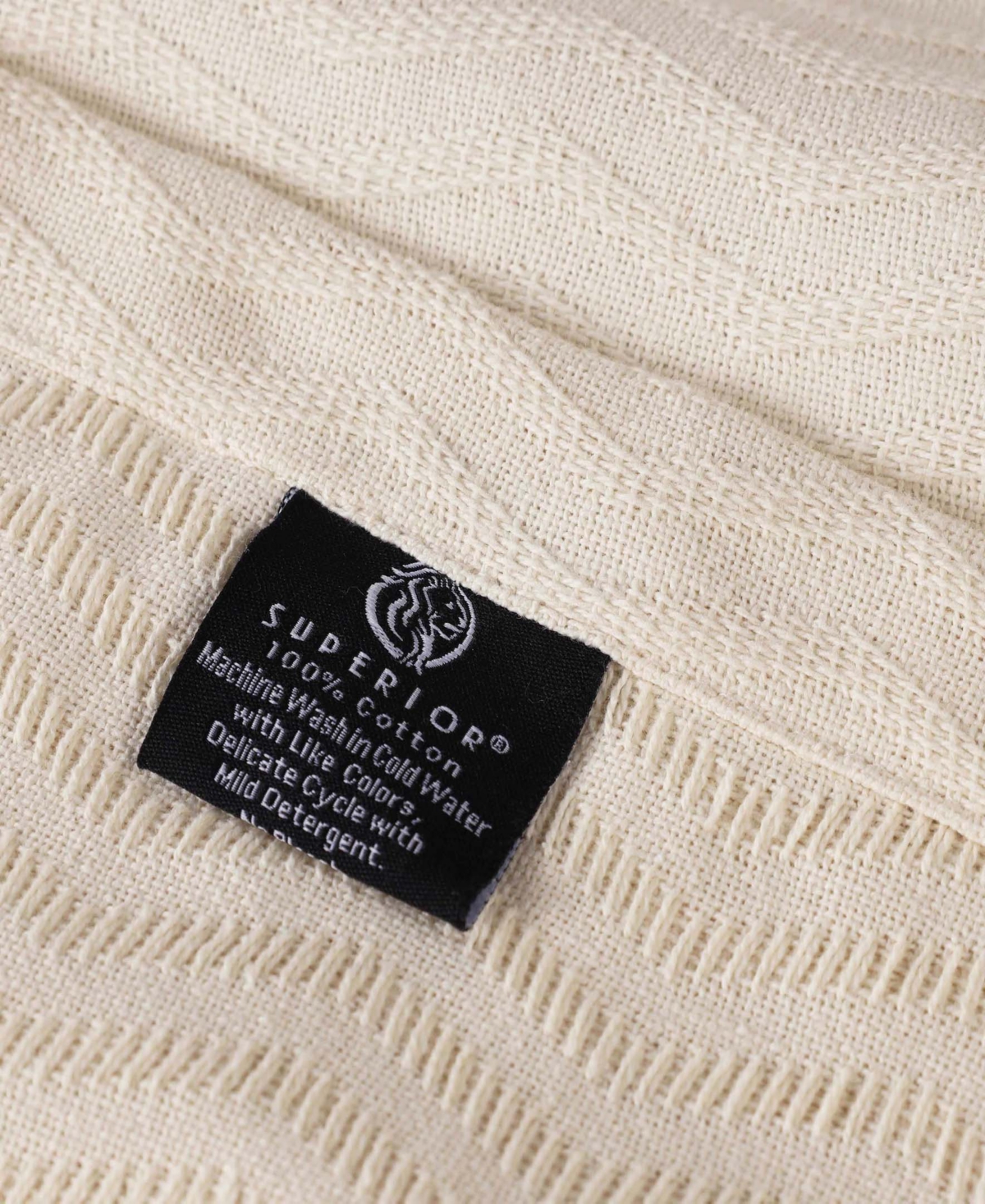 Superior Jena Cotton Textured Chevron Lightweight Woven Blanket, California King In Ivory