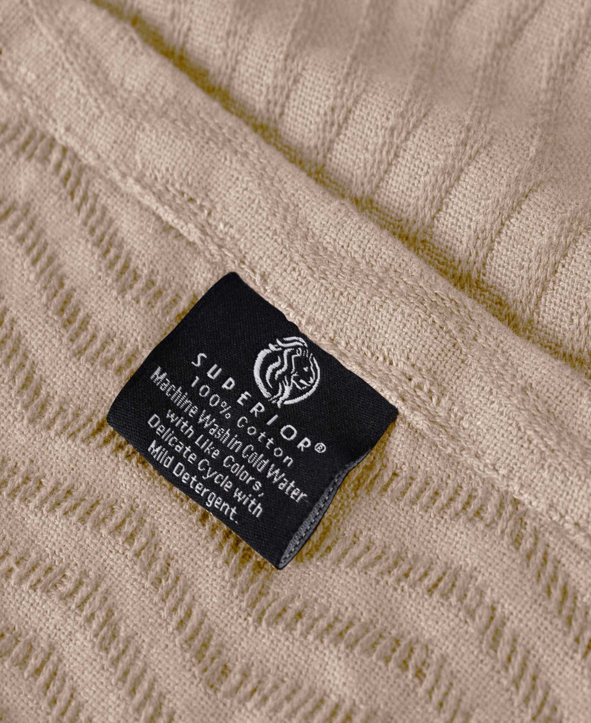 Superior Jena Cotton Textured Chevron Lightweight Woven Throw, 50" X 60" In Khaki